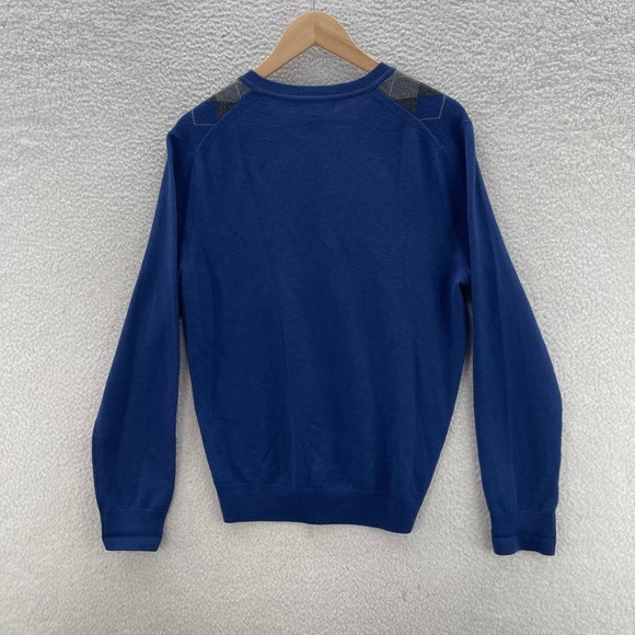 Banana Republic Sweater Mens Medium Blue Gray Merino Wool Argyle Preppy Office - Picture 2 of 7